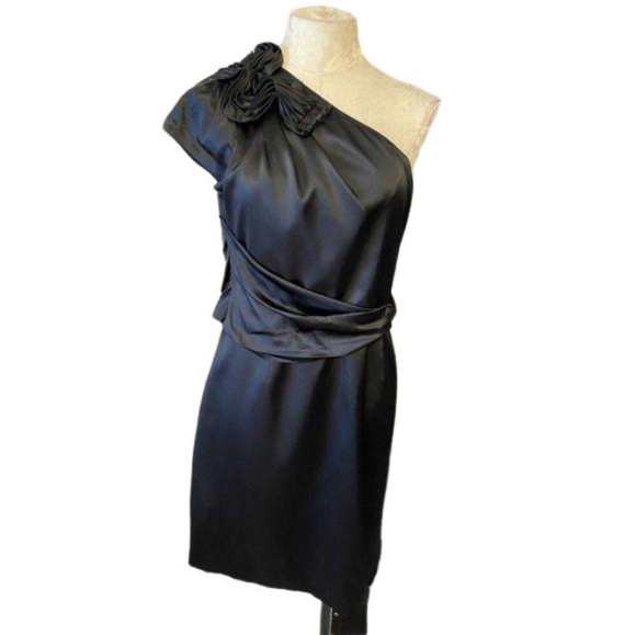 Elie Tahari Dress Black 12 Stretch Silk Keaton Cocktail Party Event NWT $348 - Picture 1 of 6